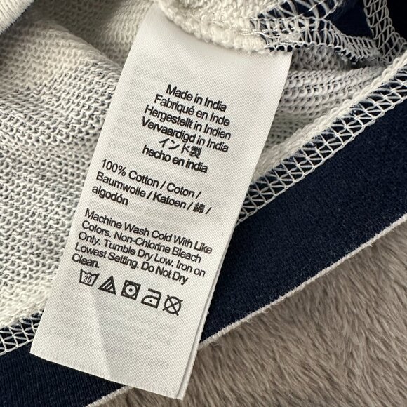 J. Crew University Terry Henley Hoodie Sweatshirt SMALL Women's Navy Stripe - Picture 6 of 7